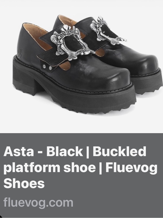 John Fluevog Shoes - John Fluevog Shoes Asta Black Buckled Platform Shoe